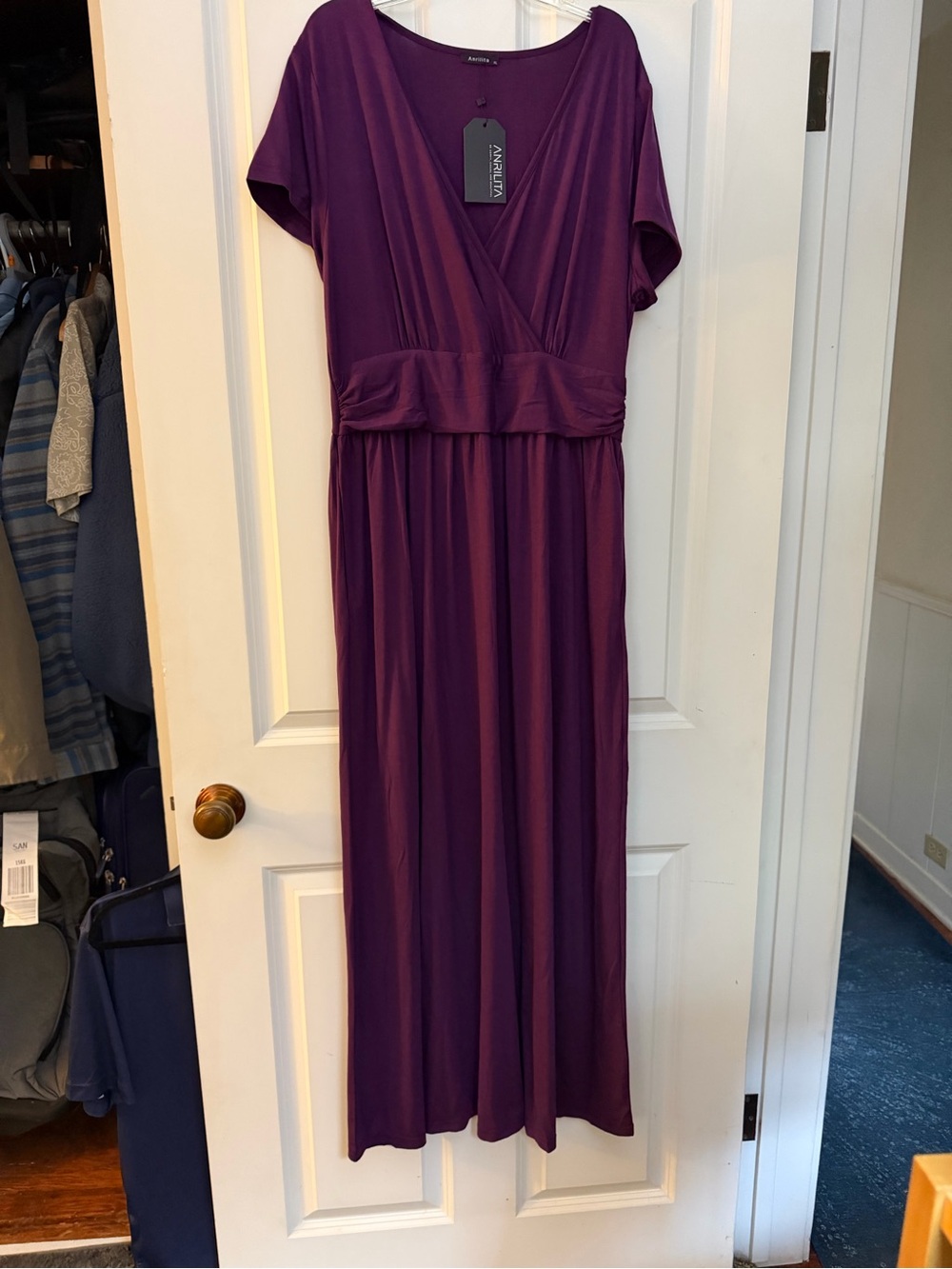 Anrilita Purple V-Neck Maxi Dress size XL